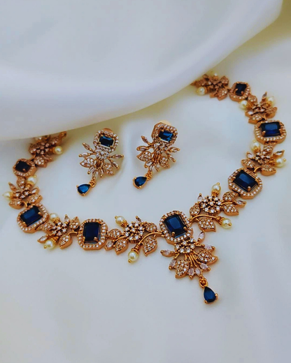 NAVY CHRISTA ZIRCONIA JEWELLERY SET
