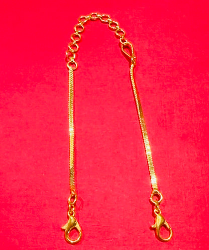 18K GOLD LOOK FLAT TYPE NECKLACE BACK CHAIN - WITH FISH HOOK