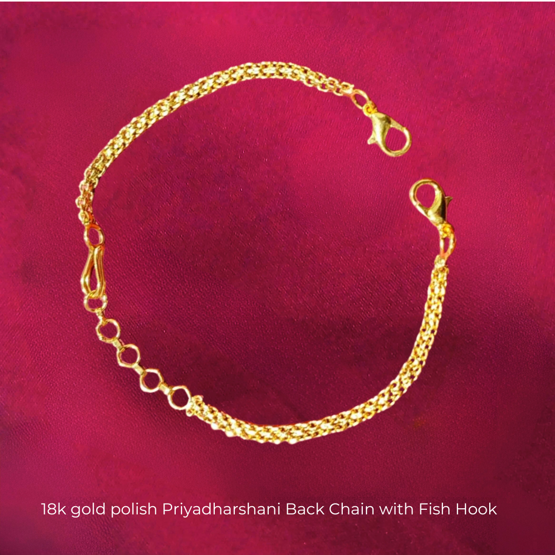 18K GOLD POLISH PRIYADARSHANI NECKLACE BACK CHAIN - WITH FISH HOOK