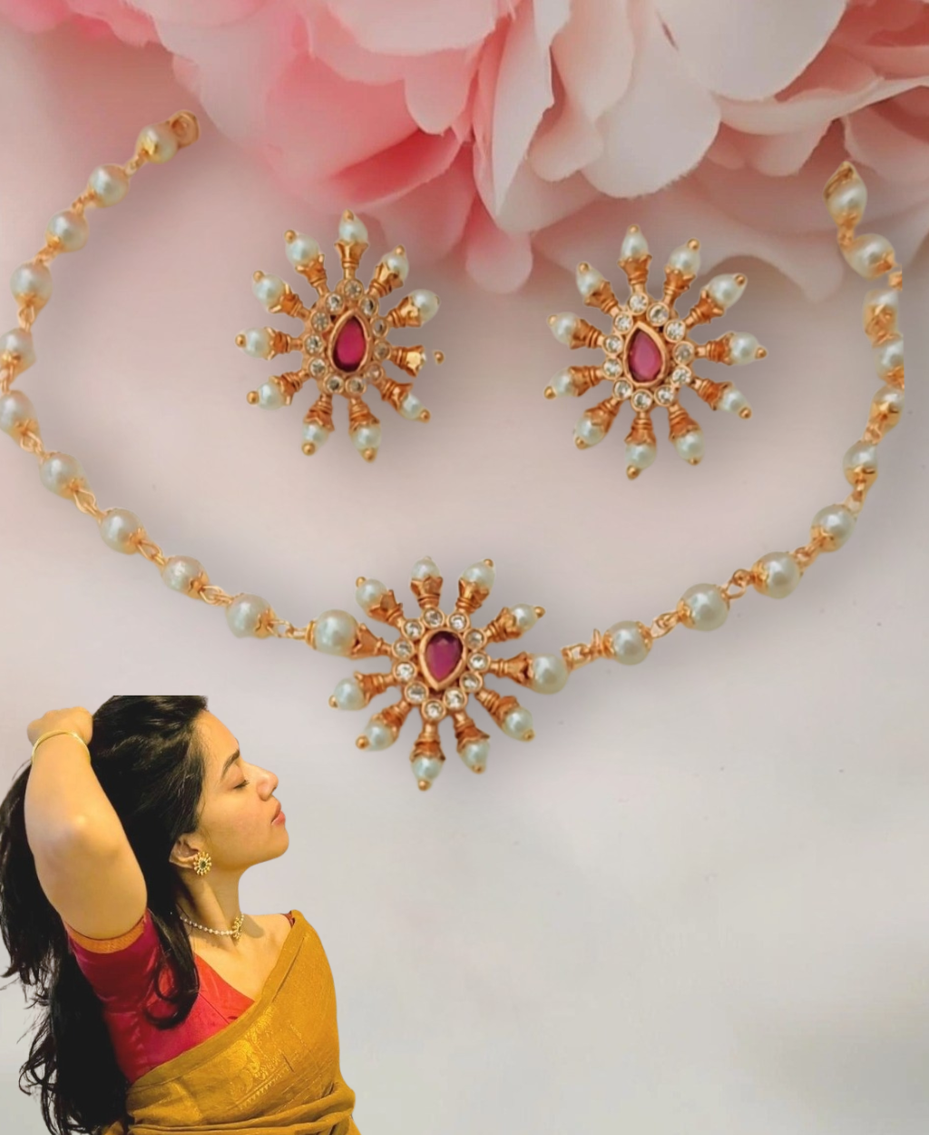 RUBY RYKA PEARLJEWELLERY SET