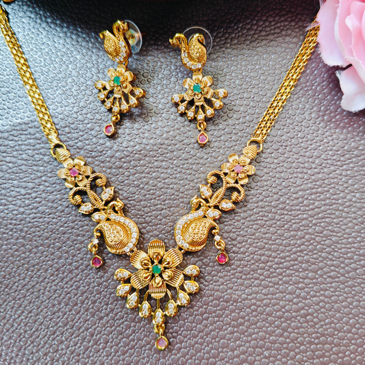 GOLDEN NETHA TEMPLE JEWELLERY SET