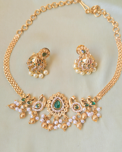 EMERALD NEENA TEMPLE JEWELLERY SET