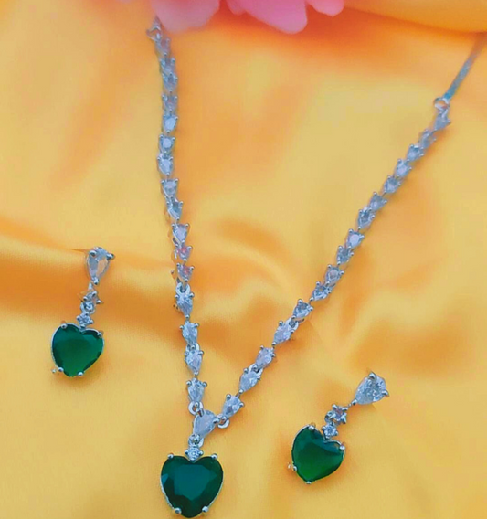 EMERALD ZEST AMERICAN DIAMOND JEWELLERY SET