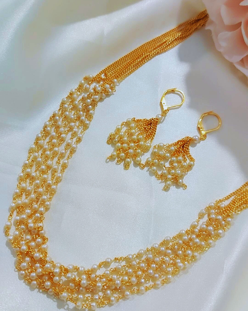 GOLDEN REHMAT PEARL JEWELLERY SET