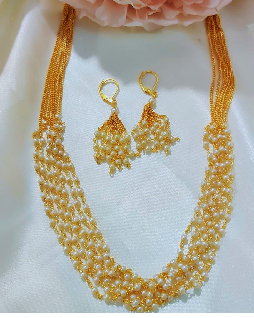 GOLDEN REHMAT PEARL JEWELLERY SET