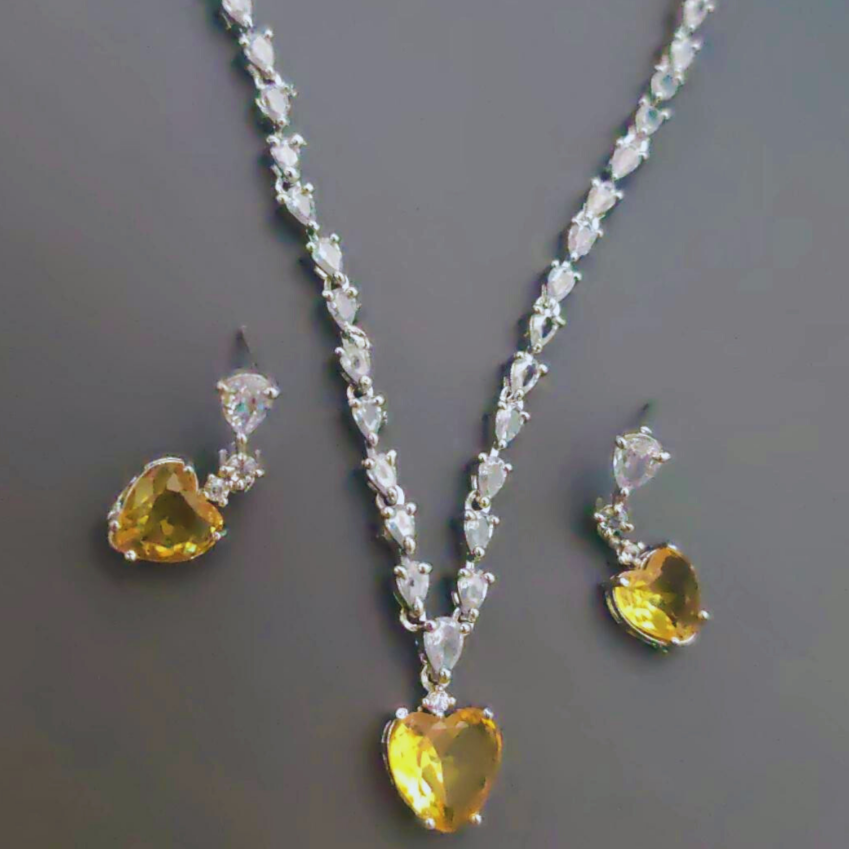 YELLOW ZEST AMERICAN DIAMOND JEWELLERY SET