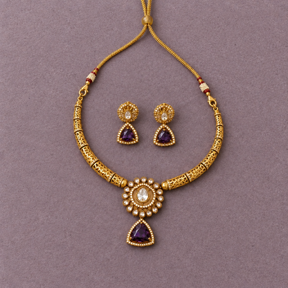 PURPLE MANJU WARRIER VICTORIAN JEWELLERY SET