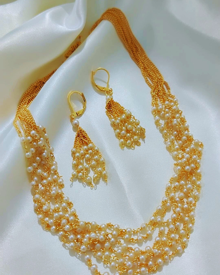 GOLDEN REHMAT PEARL JEWELLERY SET
