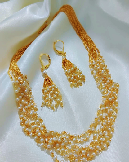 GOLDEN REHMAT PEARL JEWELLERY SET