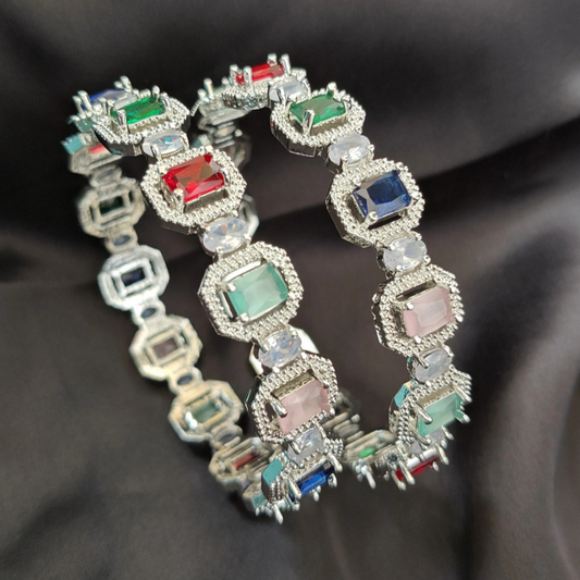 MULTICOLOR SILVER ANIKA BANGLES