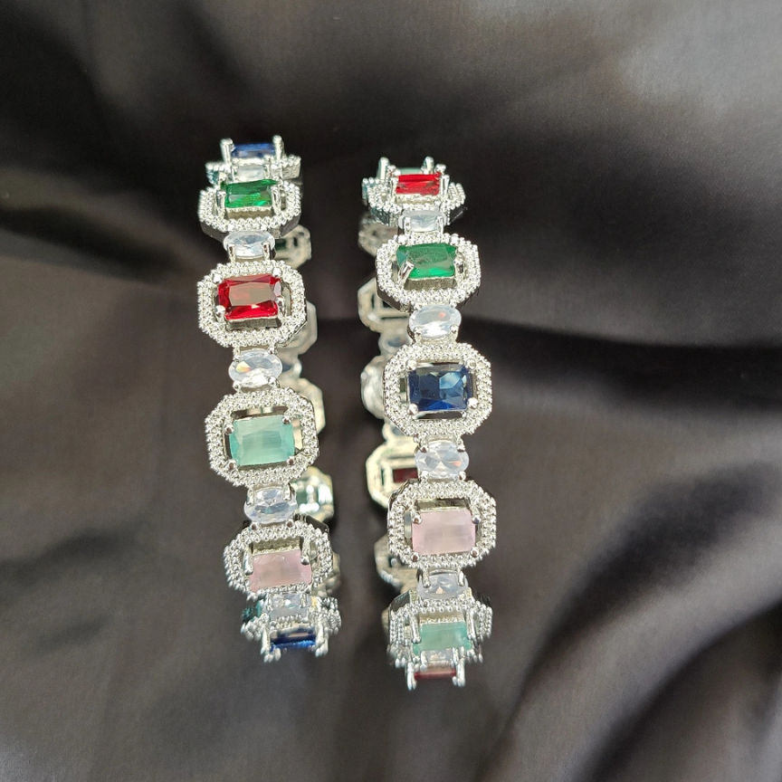 MULTICOLOR SILVER ANIKA BANGLES