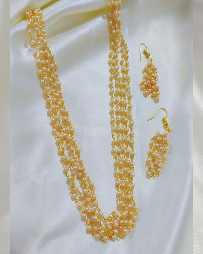 GOLDEN HAFSA PEARL JEWELLERY SET