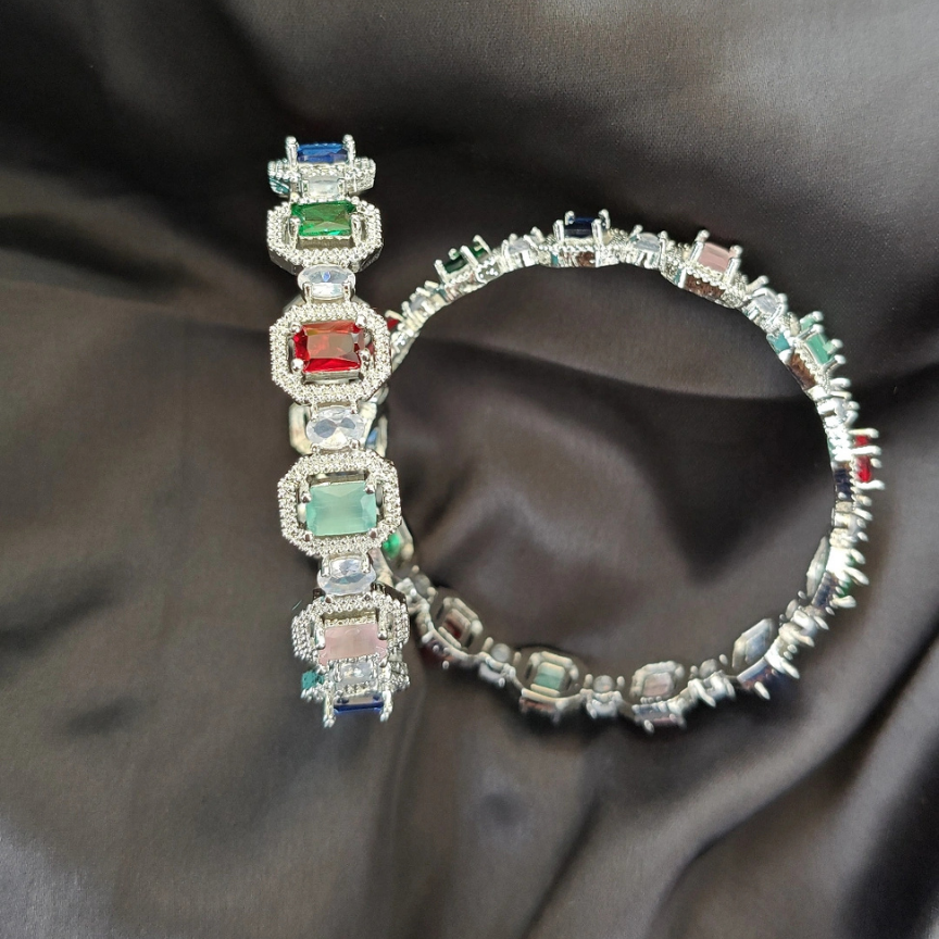 MULTICOLOR SILVER ANIKA BANGLES