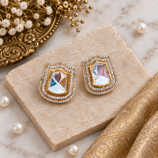 ORIGINAL SILVER MUGHAL STATEMENT EARRINGS