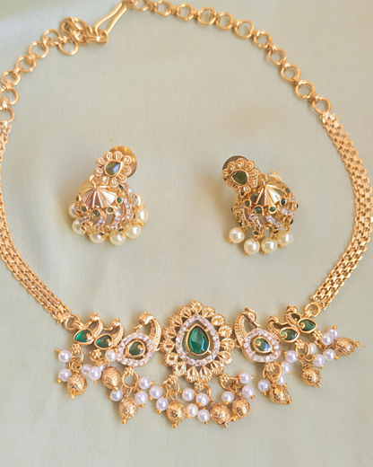 EMERALD NEENA TEMPLE JEWELLERY SET