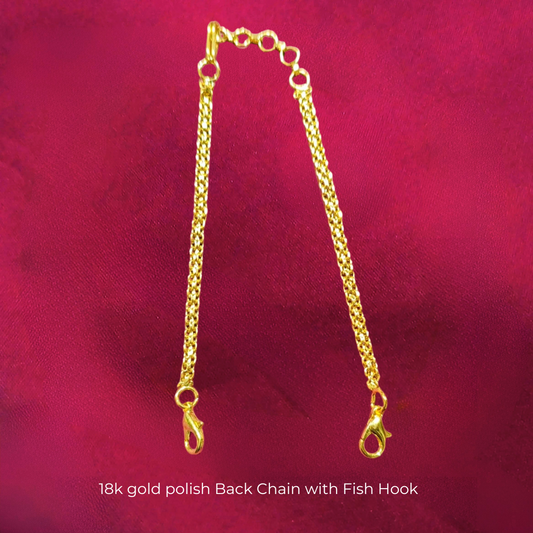 18K GOLD POLISH PRIYADARSHANI NECKLACE BACK CHAIN - WITH FISH HOOK