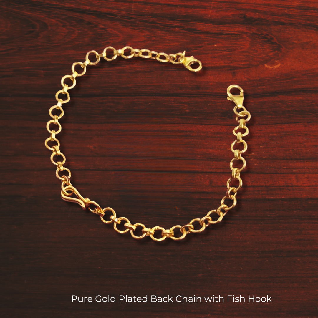 18K GOLD POLISH NECKLACE BACK CHAIN - WITH FISH HOOK
