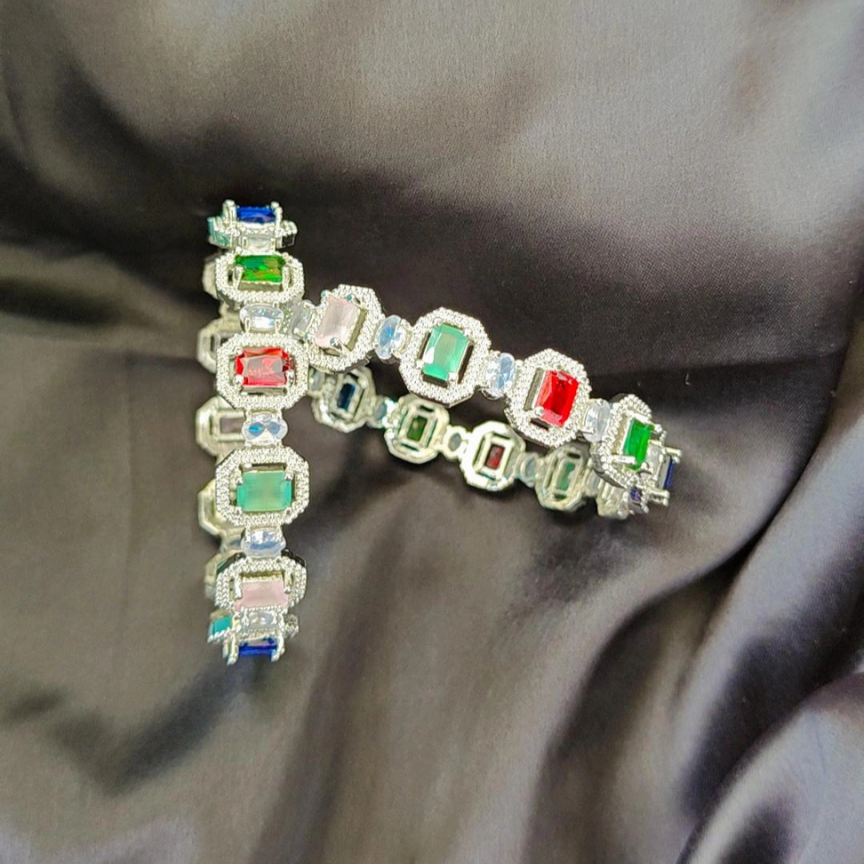 MULTICOLOR SILVER ANIKA BANGLES