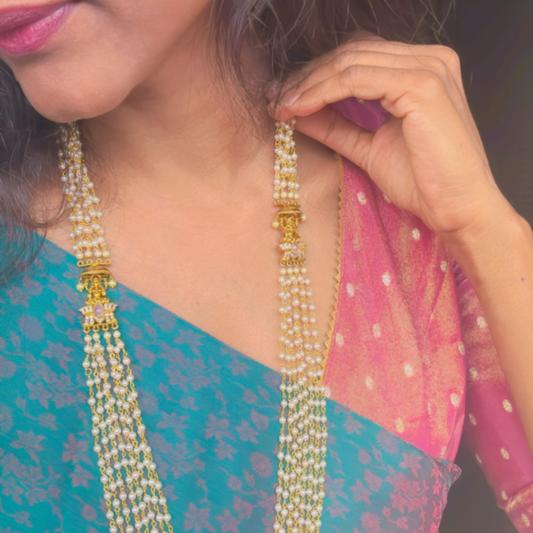 PINK NARAYANA PEARL JEWELLERY SET