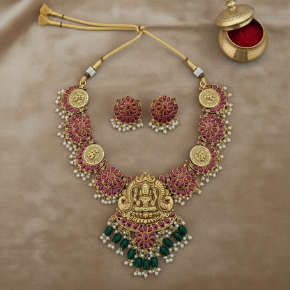 RUBY DEEKSHA TEMPLE JEWELLERY SET