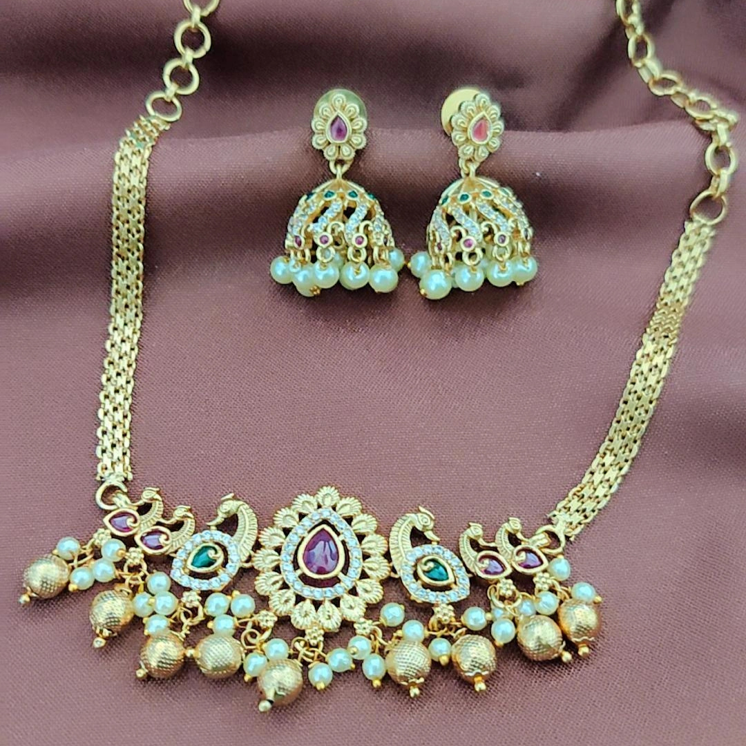 MULTICOLOR NEENA TEMPLE JEWELLERY SET