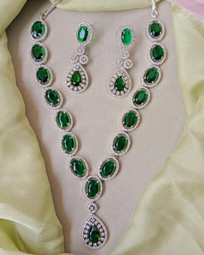 EMERALD ISHA AMBANI ZIRCONIA JEWELLERY SET