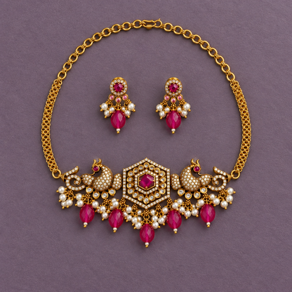 PINK PRIYALA VICTORIAN JEWELLERY SET
