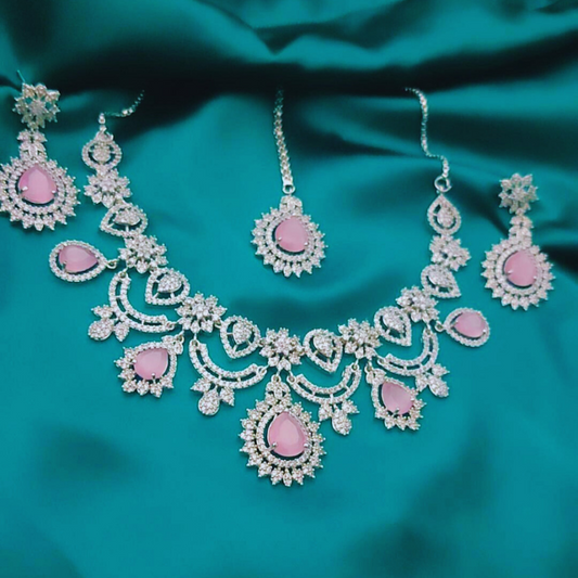 PINK CINDY ZIRCONIA JEWELLERY SET