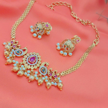 MULTICOLOR NEENA TEMPLE JEWELLERY SET