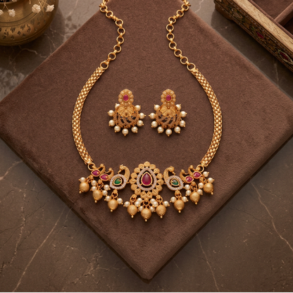 MULTICOLOR NEENA TEMPLE JEWELLERY SET