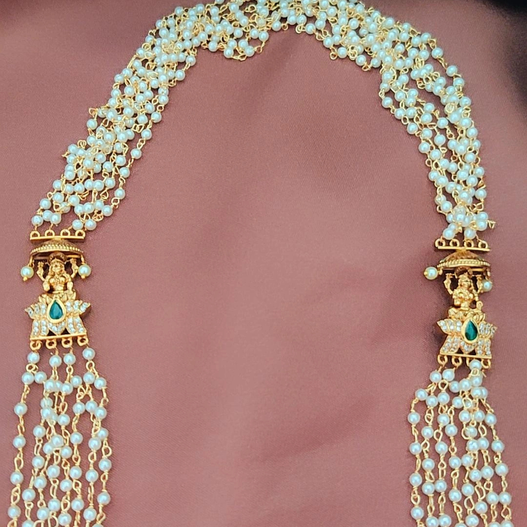 EMERALD NARAYANA PEARL JEWELLERY SET
