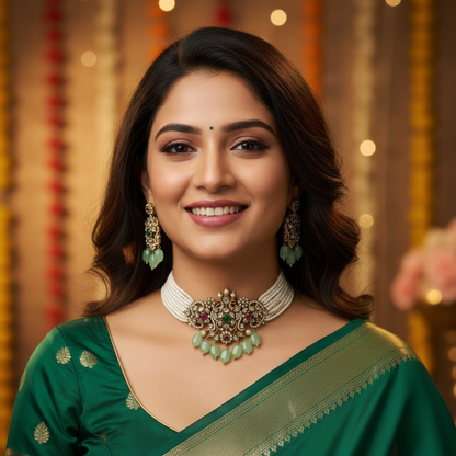 MINT ESHANA  PEARL JEWELLERY SET