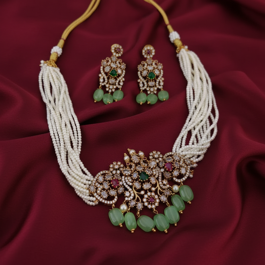 MINT ESHANA  PEARL JEWELLERY SET