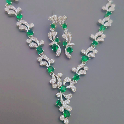 EMERALD GRACE AMERICAN DIAMOND JEWELLERY SET