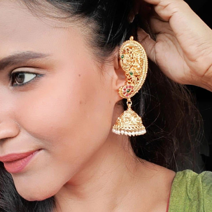 GOLDEN NEELA TEMPLE JHUMKI