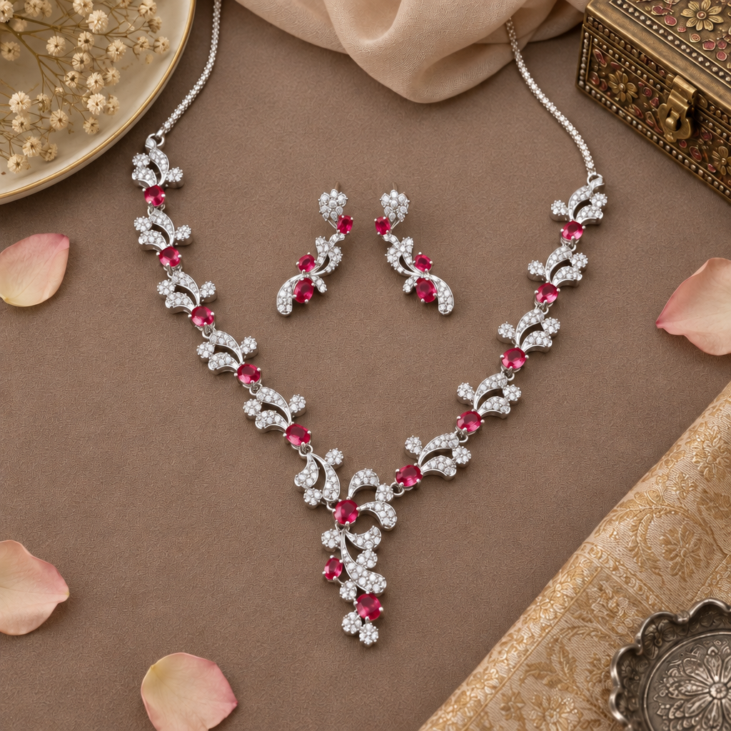 RUBY GRACE AMERICAN DIAMOND JEWELLERY SET