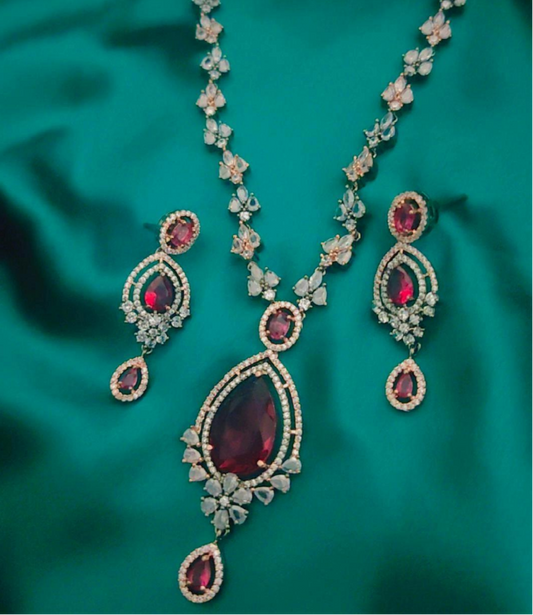 RUBY ARDEN AMERICAN DIAMOND JEWELLERY SET