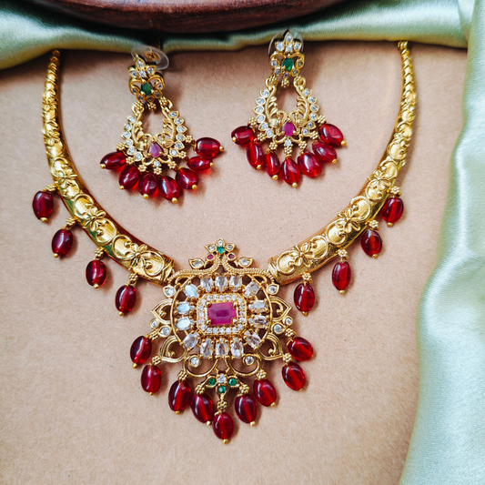 RUBY KRIYAN TEMPLE JEWELLERY SET
