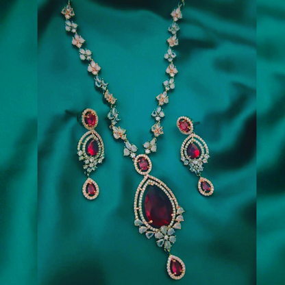 RUBY ARDEN AMERICAN DIAMOND JEWELLERY SET