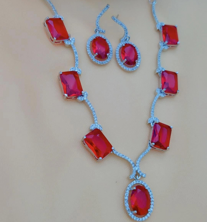RUBY MIRA AMERICAN DIAMOND JEWELLERY SET
