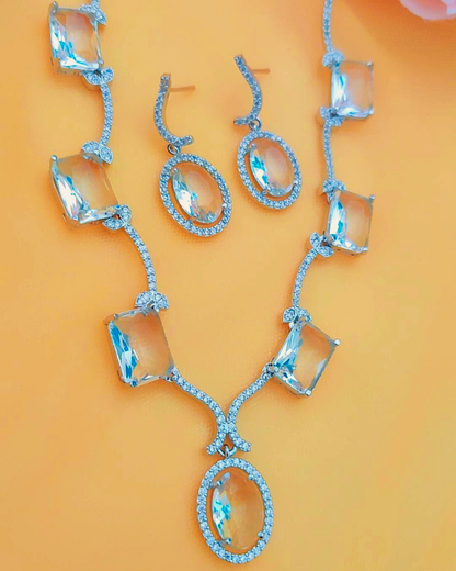 WHITE MIRA AMERICAN DIAMOND JEWELLERY SET