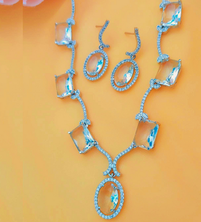 WHITE MIRA AMERICAN DIAMOND JEWELLERY SET