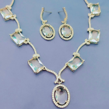 WHITE MIRA AMERICAN DIAMOND JEWELLERY SET