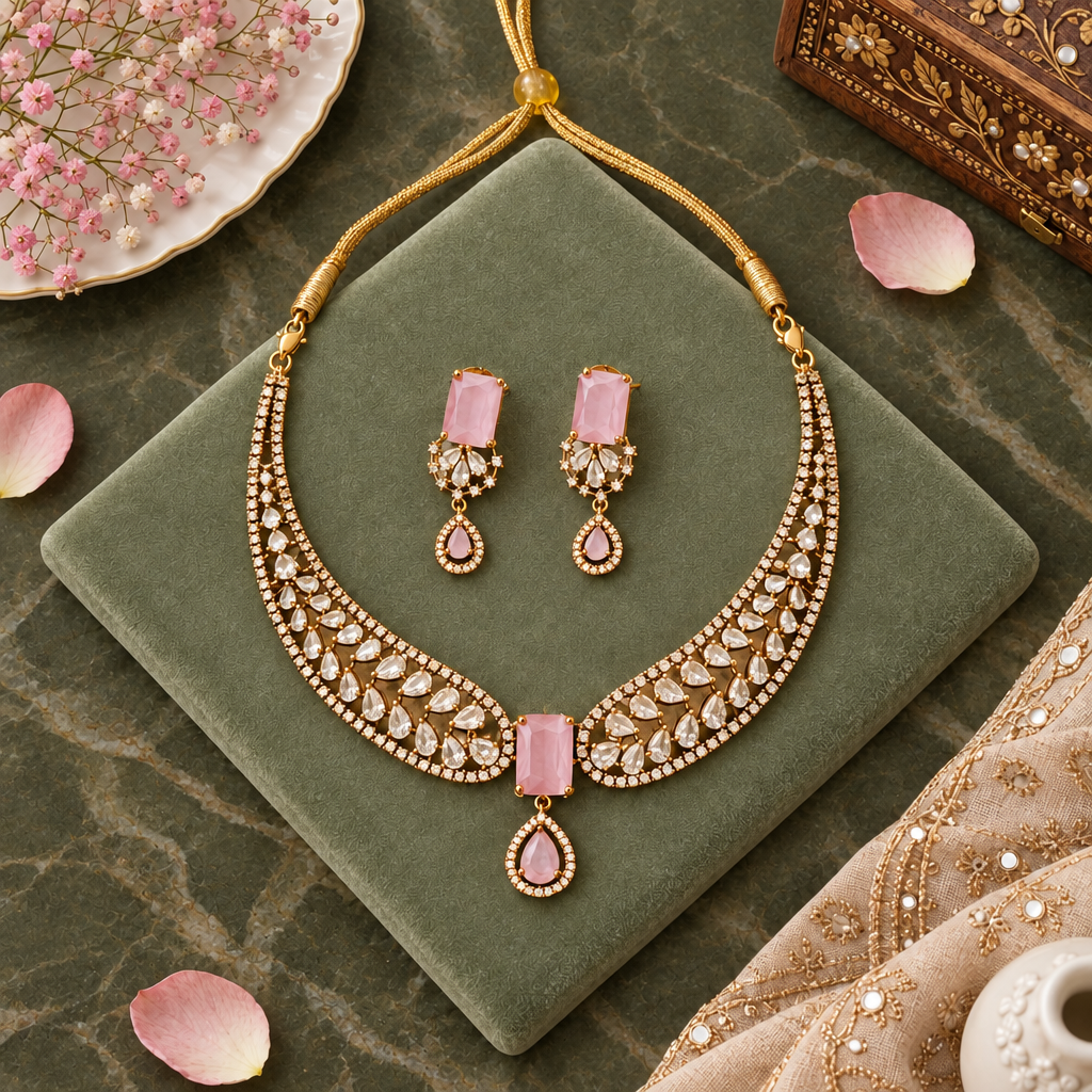 PINK BREZA VICTORIAN JEWELLERY SET