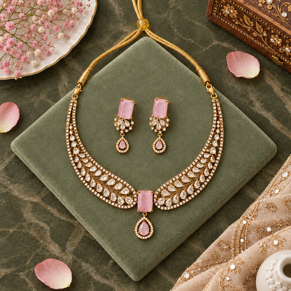 PINK BREZA VICTORIAN JEWELLERY SET