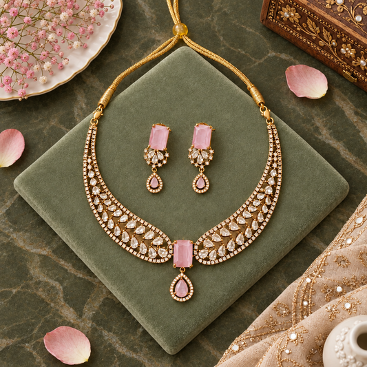 PINK BREZA VICTORIAN JEWELLERY SET