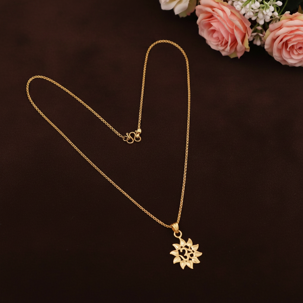 MICRO GOLD PLATED OM PENDANT SHORT CHAIN