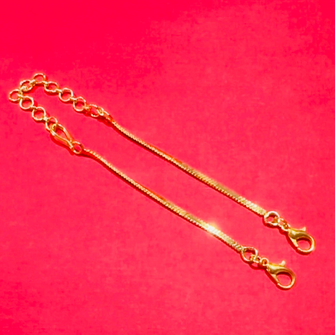 18K GOLD LOOK FLAT TYPE NECKLACE BACK CHAIN - WITH FISH HOOK