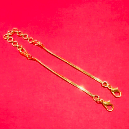 18K GOLD LOOK FLAT TYPE NECKLACE BACK CHAIN - WITH FISH HOOK