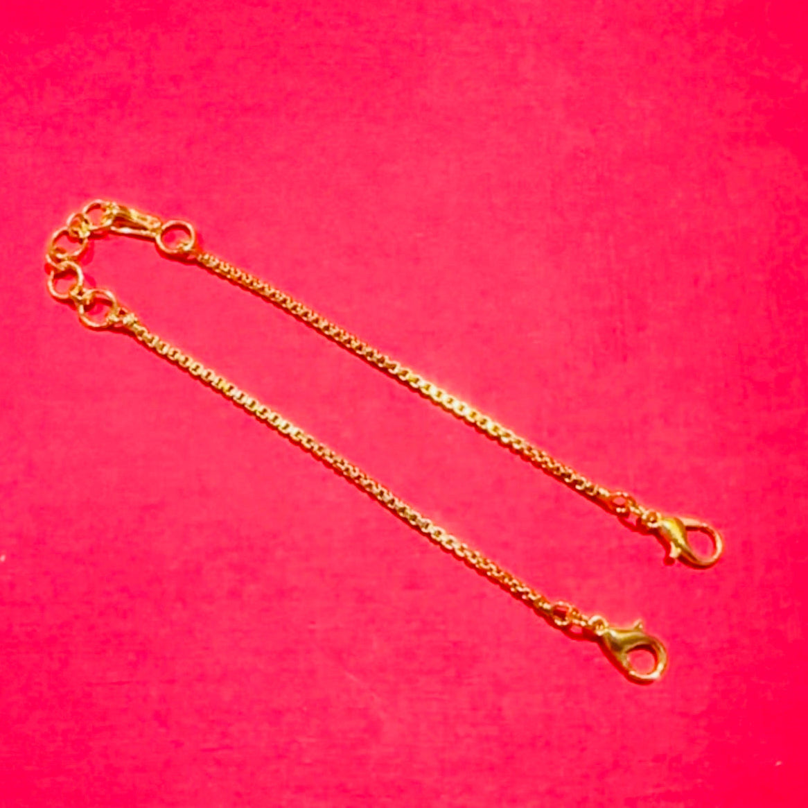 18K GOLD POLISH BOX TYPE NECKLACE BACK CHAIN - WITH FISH HOOK